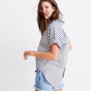Madewell Courier Button-Back Shirt in Stripe Mix